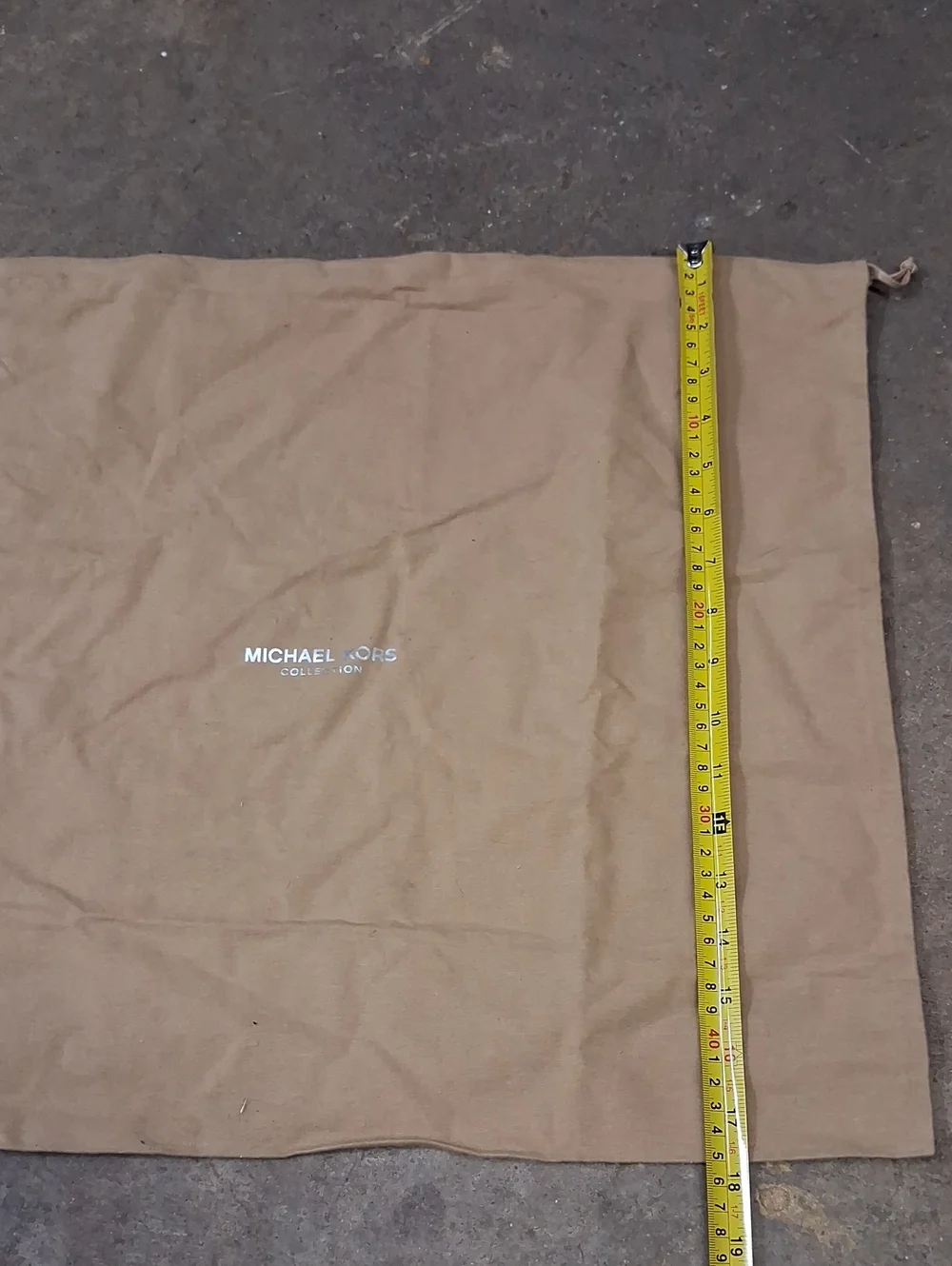 2 Michael Kors Drawstring Dust Bags, 1 White & 1 Tan